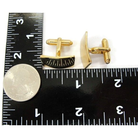 Signed Anson 12K Gold Filled Smooth Curved Rectangle Cufflinks - Picture 3 of 10